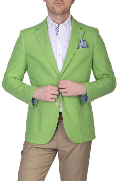 Shop Tailorbyrd Solid Notch Lapel Linen Blend Sport Coat In Lime