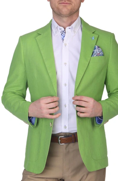 Tailorbyrd Solid Notch Lapel Linen Blend Sport Coat In Lime