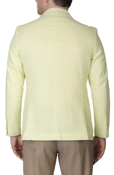 Tailorbyrd Solid Notch Lapel Linen Blend Sport Coat In Yellow
