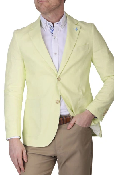 Tailorbyrd Solid Notch Lapel Linen Blend Sport Coat In Yellow