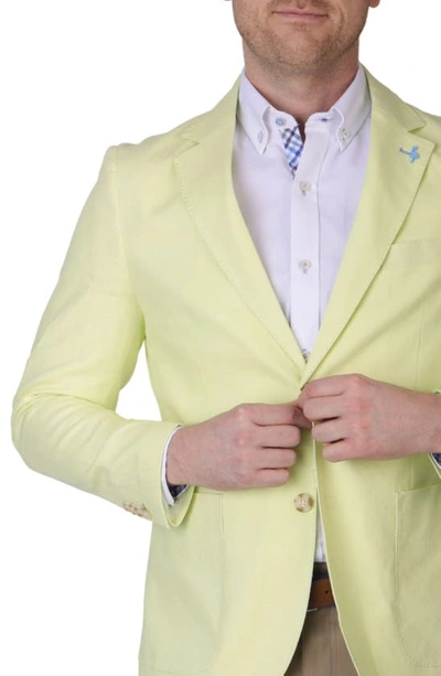 Tailorbyrd Solid Notch Lapel Linen Blend Sport Coat In Yellow