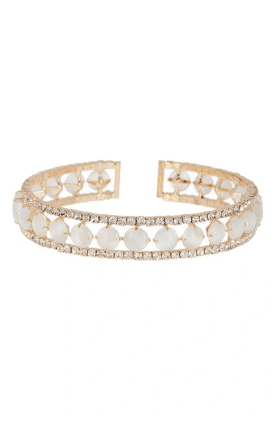 Shop Tasha Crystal Cuff Bracelet In Gold Ivory