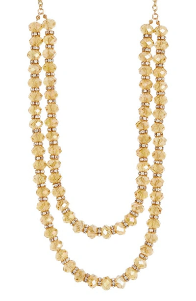 Shop Tasha Layered Beaded Necklace In Champagne