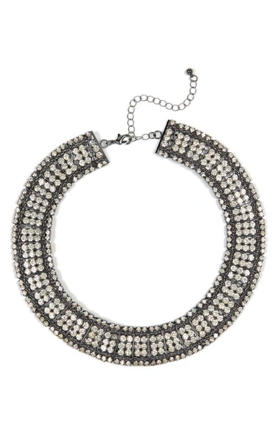 Shop Natasha Crystal Collar Necklace In Gunmetal Jet Crystal