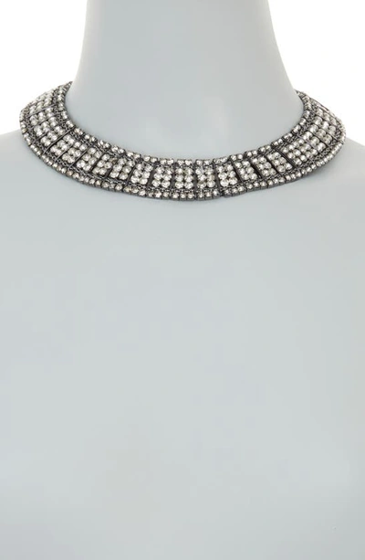 Shop Natasha Crystal Collar Necklace In Gunmetal Jet Crystal