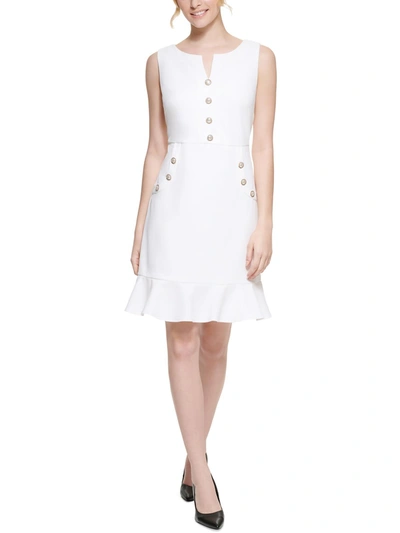Shop Karl Lagerfeld Womens Flounce Above Knee Mini Dress In White
