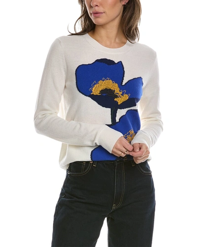 Shop Carolina Herrera Poppy Intarsia Cashmere-blend Sweater In White