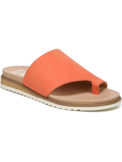 Shop Dr. Scholl's Shoes Island Peace Womens Faux Leather Toe Loop Slide Sandals In Orange