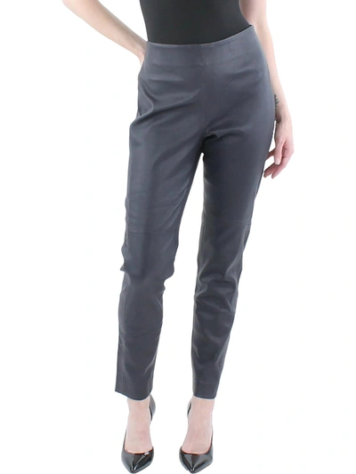 Shop Lauren Ralph Lauren Womens Lamb Leather Ankle Skinny Pants In Grey