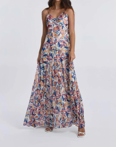 Shop Molly Bracken Printed Long Maxi Dress In Blue Donna In Multi