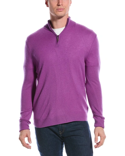 Shop Qi Cashmere 1/4-zip Pullover In Purple