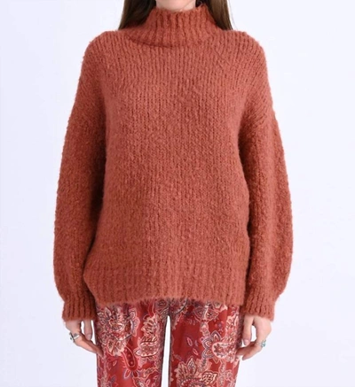 Shop Molly Bracken Soft Cable Knit Turtleneck Sweater In Terracotta In Brown
