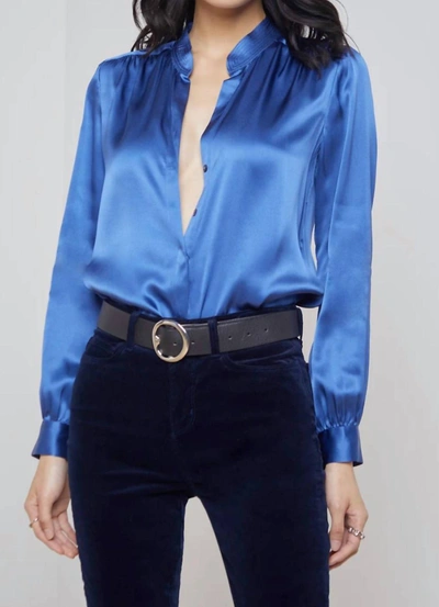 Shop L Agence Bianca Blouse In Nouvean Navy In Multi