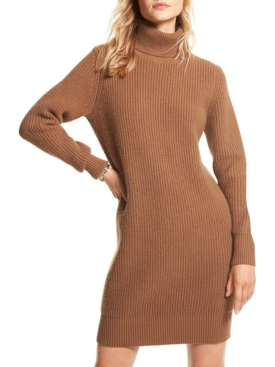 Shop Michael Michael Kors Womens Wool Turtleneck Sweaterdress In Multi