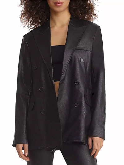 Shop Commando Faux Leather Double Breasted Blazer In Black
