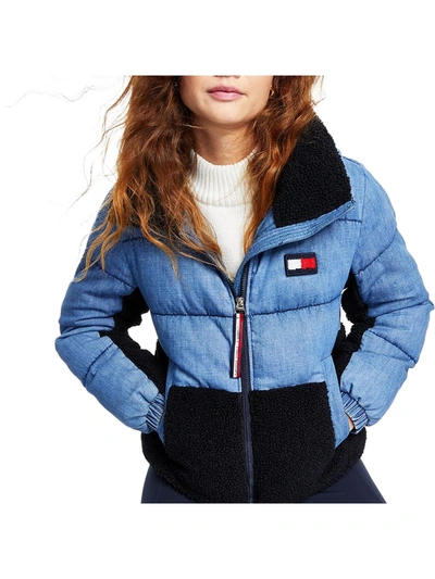 Shop Tommy Hilfiger Womens Sherpa Short Puffer Jacket In Multi