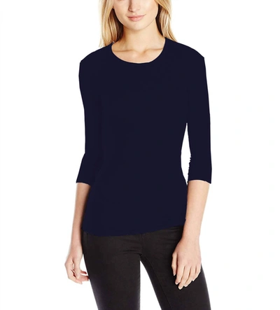 Shop Three Dots Long Sleeve Crew Neck Tee In Eclipse In Blue