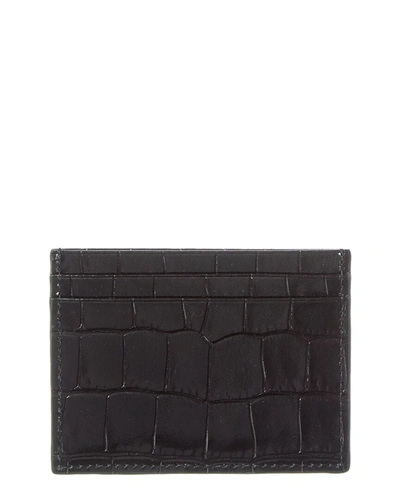 Shop Christian Louboutin Kios Croc-embossed Leather Card Holder In Black