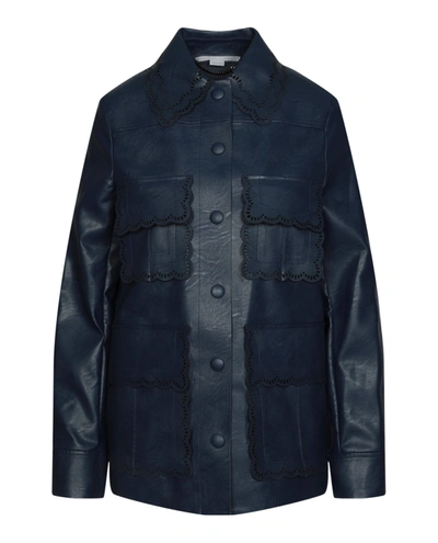 Shop Stella Mccartney Laila Faux Leather Jacket In Blue
