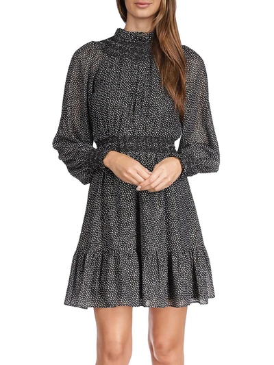 Shop Michael Michael Kors Womens Chiffon Foiled Mini Dress In Black