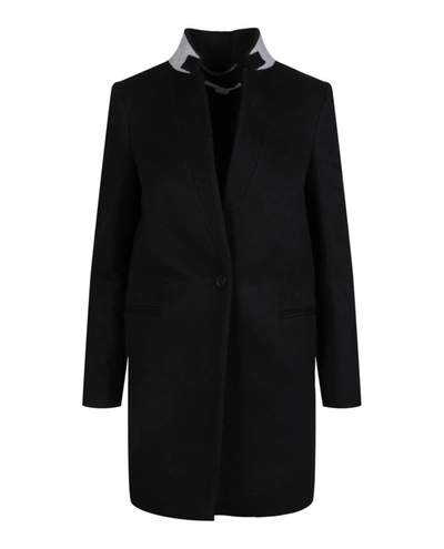 Shop Stella Mccartney Fleur Felt-collar Wool Coat In Black