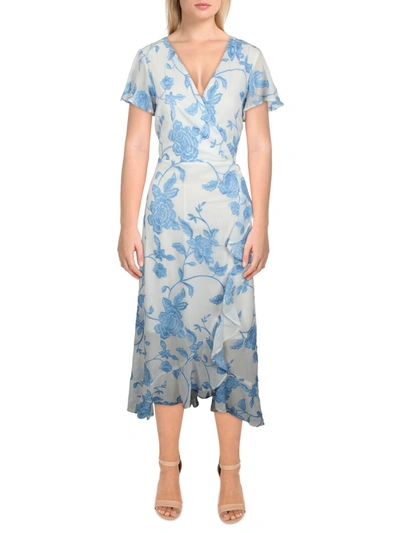 Shop Kensie Womens Surplice Midi Wrap Dress In Blue