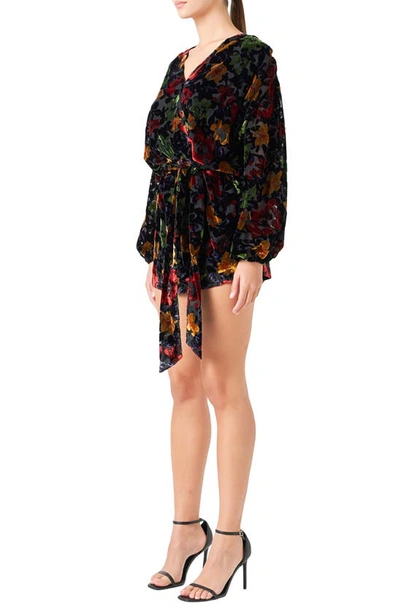 Shop Endless Rose Burnout Velvet Romper In Black