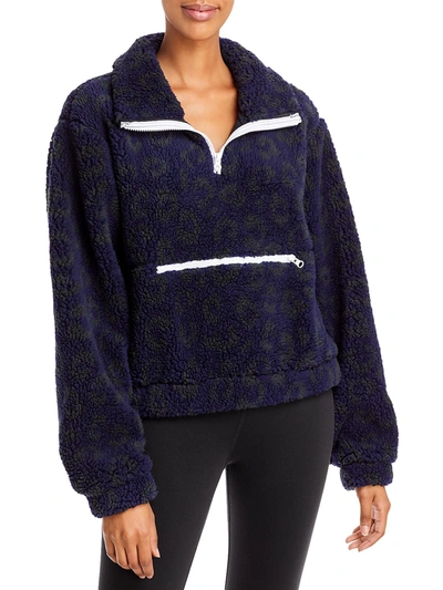 Shop Aqua Womens Animal Print Zipper Pocket 1/2 Zip Sweater In Purple