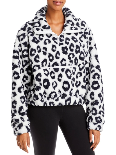 Shop Aqua Womens Animal Print Zipper Pocket 1/2 Zip Sweater In White