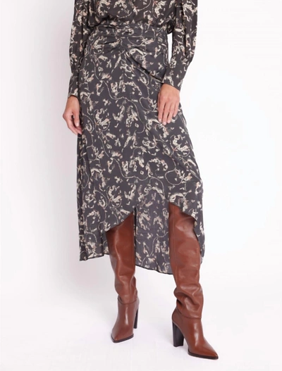 Shop Berenice Black Print Slit Skirt In Grey