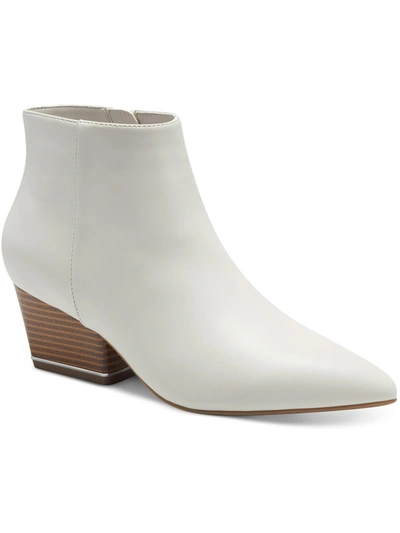 Shop Alfani Armena Womens Faux Leather Pointed Toe Booties In White