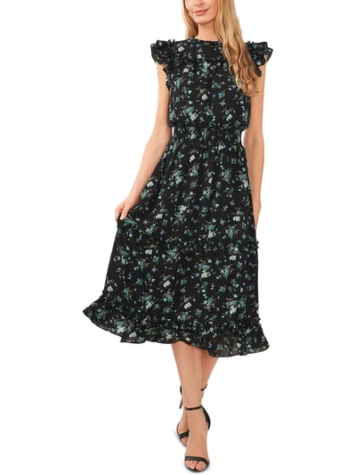 Shop Cece Womens Floral Calf Midi Dress In Black