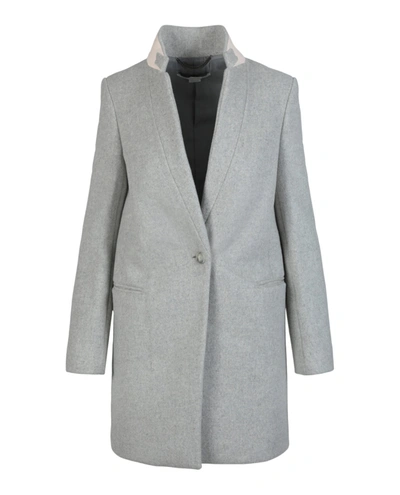 Shop Stella Mccartney Fleur Felt-collar Wool Coat In Grey
