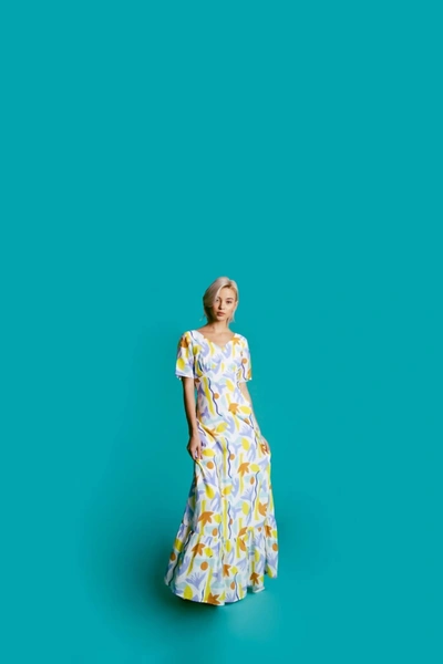 Shop Molly Bracken Long Printed Maxi Dress In White Brac In Multi