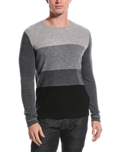 Shop Qi Cashmere Colorblocked Cashmere Sweater In Grey
