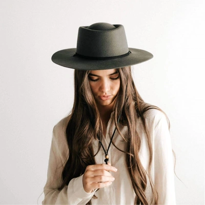 Gigi Pip Wren Flat Brim Telescope Crown Hat In Green In Green