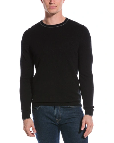 Shop Qi Cashmere Contrast Trim Cashmere Sweater In Black