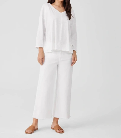 Shop Eileen Fisher Organic Cotton Slub V-neck Top In White