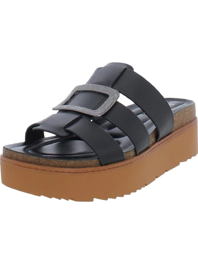 Shop Franco Sarto Patricia 2 Womens Leather Slip On Platform Sandals In Black
