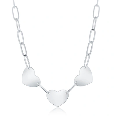 Simona Sterling Silver Or Gold Plated Over Sterling Silver Triple Heart Paperclip Necklace In Silver