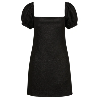 Shop Hugo Square-neck Dress In Glitter-effect Fabric In Black
