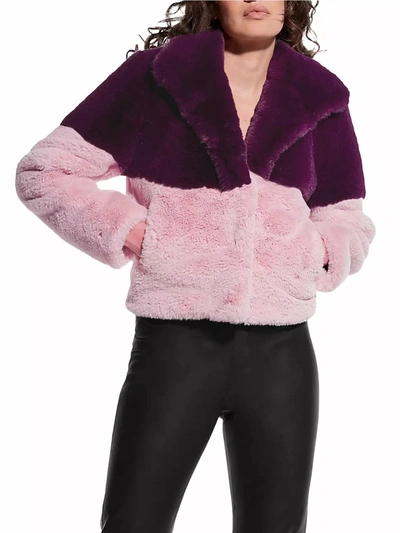 Shop As By Df Holden Faux Fur Coat In Plum Wine/pink In Multi
