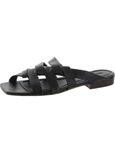 Shop Vince Zayna Womens Leather Slip On Slide Sandals In Black