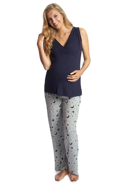 Shop Everly Grey Analise During & After 5-piece Maternity/nursing Sleep Set In Twinkle Night