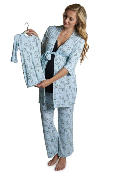 Shop Everly Grey Analise During & After 5-piece Maternity/nursing Sleep Set In Babys Breath