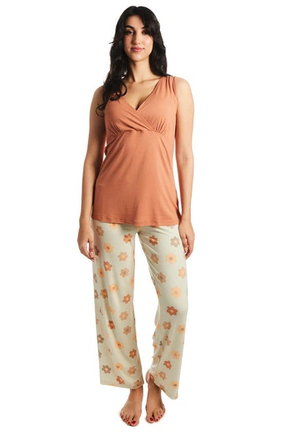 Shop Everly Grey Analise During & After 5-piece Maternity/nursing Sleep Set In Daisies