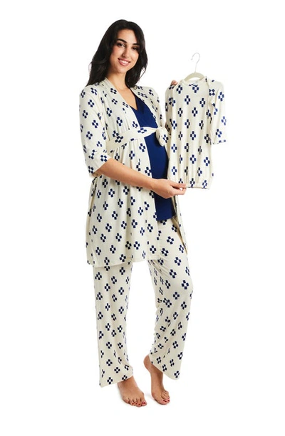 Shop Everly Grey Analise During & After 5-piece Maternity/nursing Sleep Set In Geo