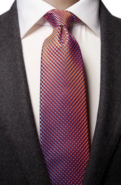 Eton Microdot Silk Tie In Yellow/orange