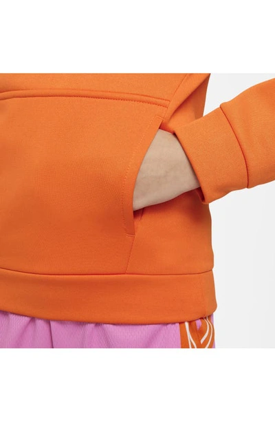 Shop Nike Kids' Thema-fit Basketball Hoodie In Safety Orange/ White