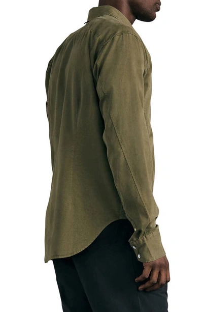 Rag & Bone Garment-dyed Cotton And Lyocell Shirt In Moss